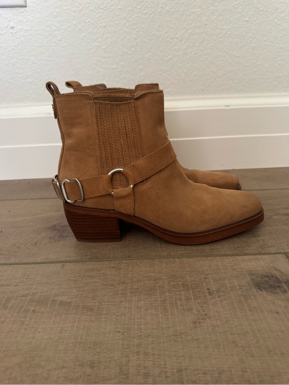 Sam Edelman Tan Suede Harness Ankle Boots